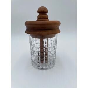 Honey Dipper Jar - Cherry Wood and Glass - Hand turned Lid and Dipper